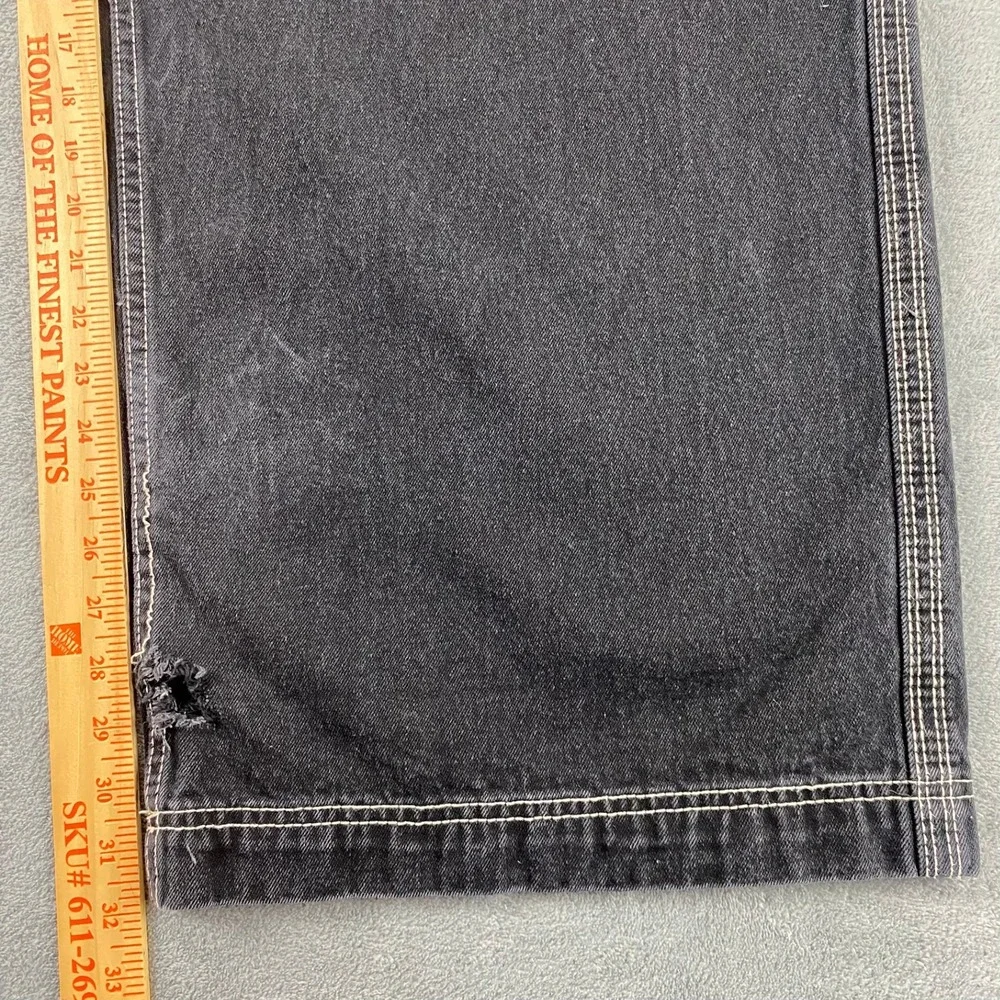 A-Lab Men 40x32 Baggy Skate Jeans Trashed Y2K  Black Embroidered Wide Leg
